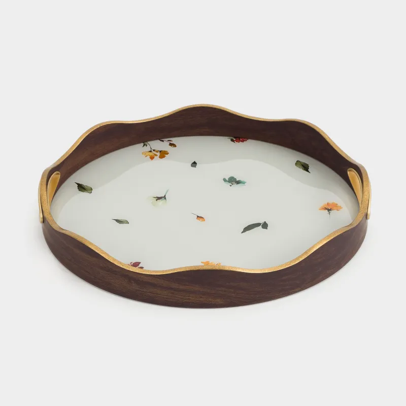 Науа, 34 см, пластик/шыны, дөңгелек, алтын, Гүлдер, Generic flowers