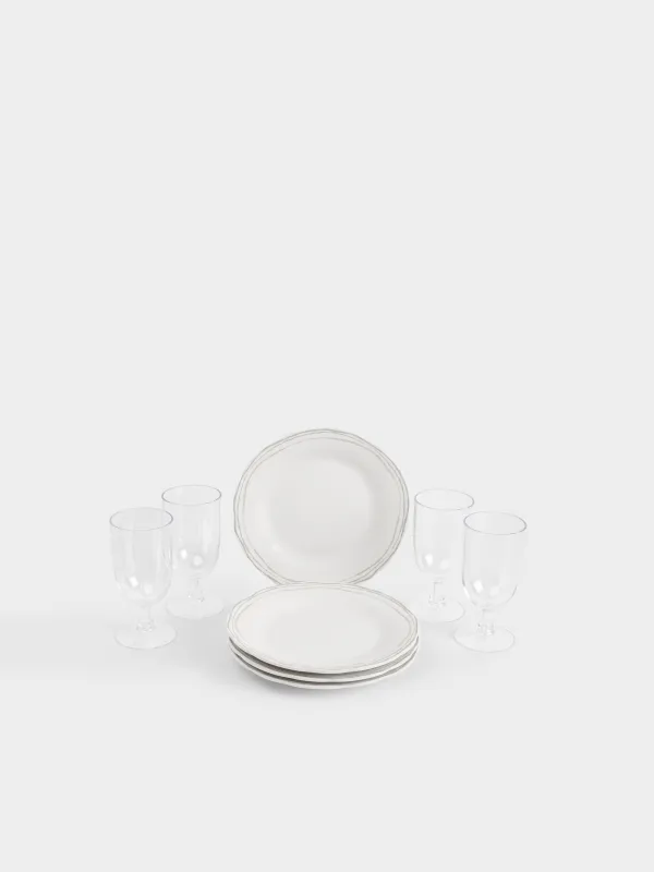 Пикник себеті, 40х28 см, 4 адам, 21 зат, көрпе, жүзім сабағы, сарғылт-қоңыр, Picnic, image-7