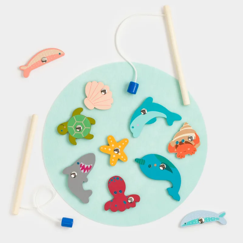 Ойын жиынтығы, 13 зат, ағаш/магнит, Магнитті балық аулау, Game, image-0