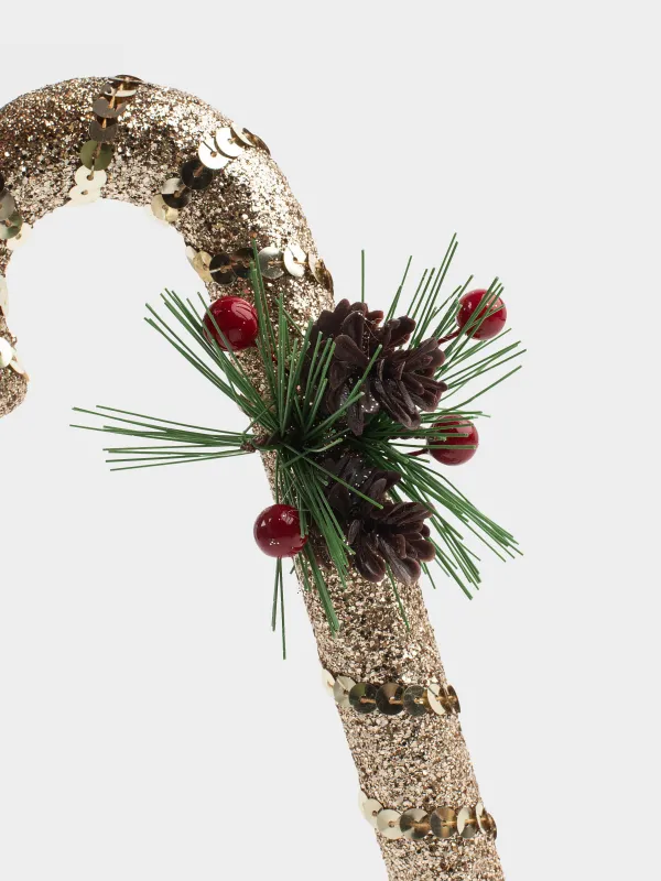 Игрушка елочная, 20 см, пенопласт/пластик, шампань, Трость леденец, Figure sparkle, image-2