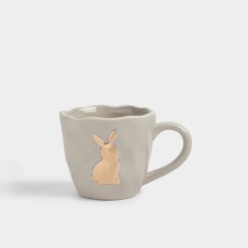 Кружка, 380 мл, керамика D, бежево-золотистая, Кролик, Rabbit gold