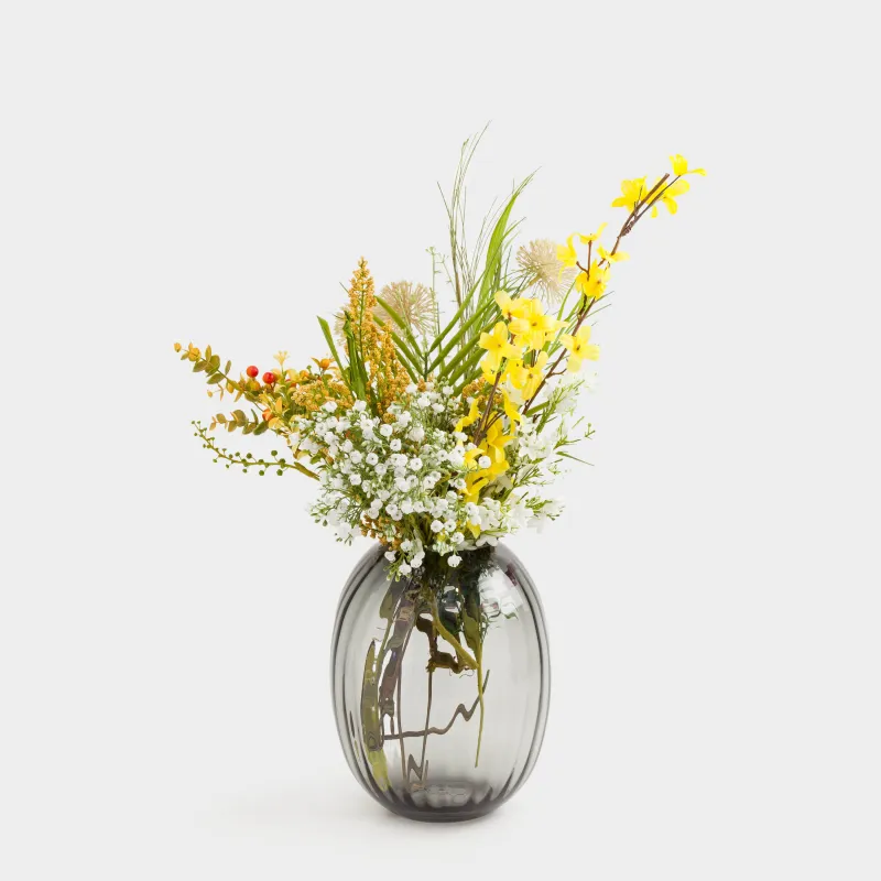 Гүл вазасы, 24 см, шыны, сұр градиент, Ledge gradient, image-5