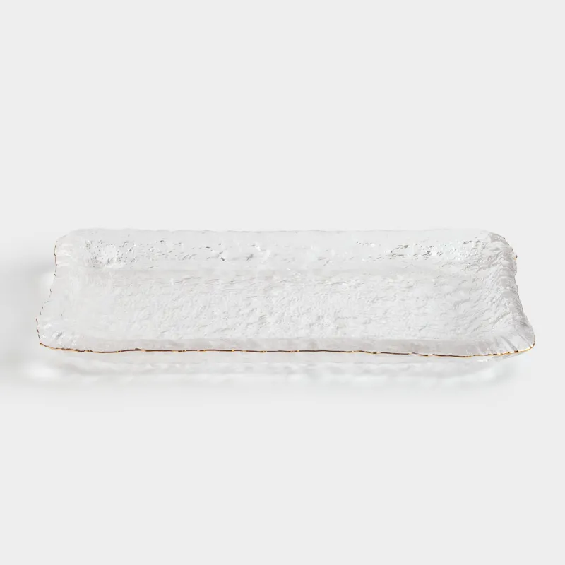 Блюдо, 14х23 см, стекло, прямоугольное, с золотистым кантом, Nautilus gold