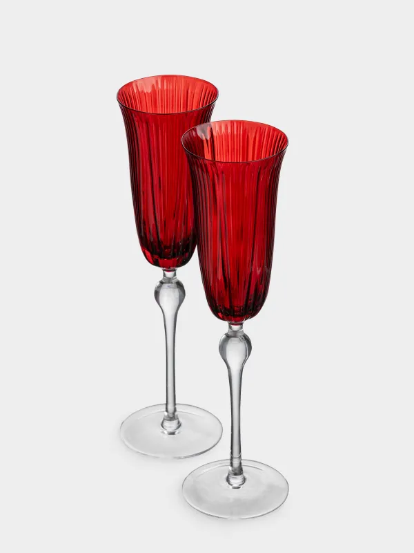 Бокал для шампанского, 180 мл, 2 шт, стекло, красный, Piemont, image-2