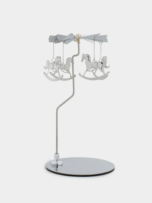 Шам тұғыры, 18 см, металл, дөңгелек, күміс, Жылқылар, Fantastic, image-0