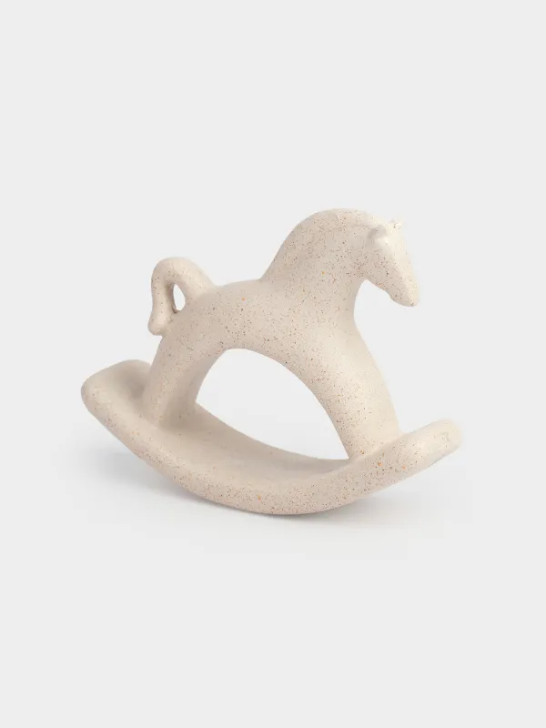 Мүсінше, 14х11 см, полирезин, сүт түстес, дақты, Тербелетін ат, Horse milky, image-2