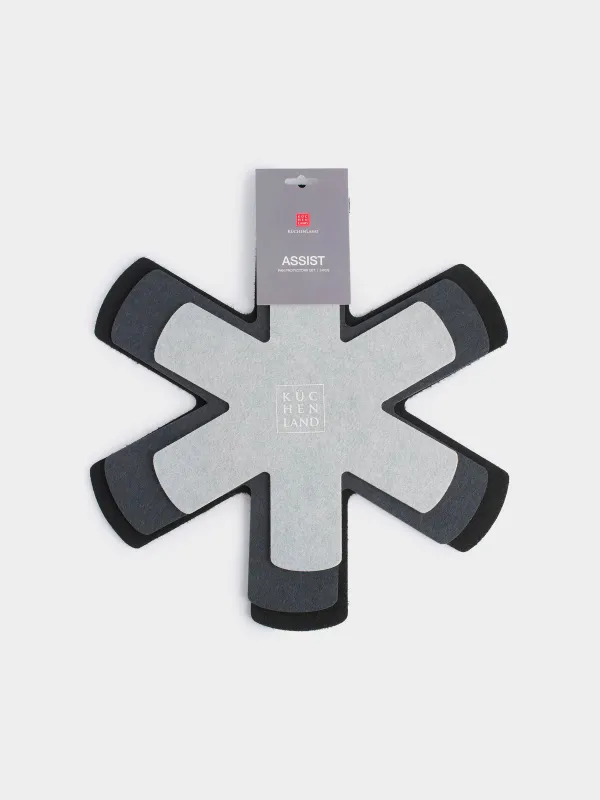 Қуыруға арналған табаға арналған қорғағыштар жинағы, 3 дана, 38/34/27 см, киіз, сұр, Assist, image-7