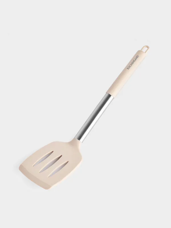 Қалақша, 34 см, саңылаулары бар, силикон / Болат, сұр-сарғылт қоңыр, Metallic, image-2