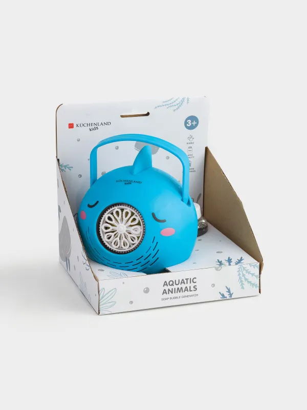 Сабын көпіршігі генераторы, 15 см, тұтқасы бар, пластик, көк, кит, Aquatic animals, image-3