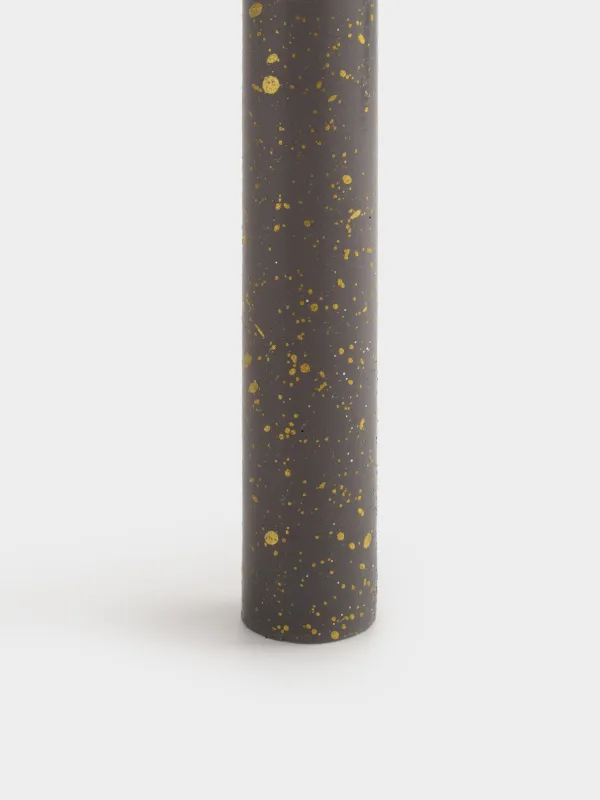 Свеча, 25 см, 2 шт, тонкая, серая, в золотистую крапинку, Sparkly candle, image-2