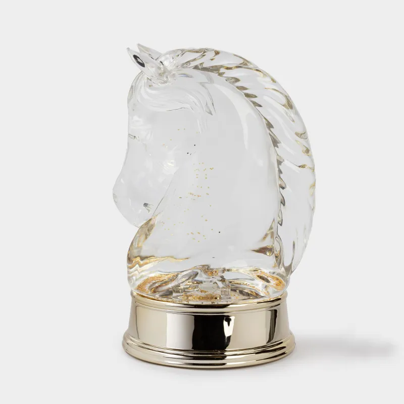 Қар шамы, 23 см, жарықтандырылған, акрил, күміс, Жылқты, жылтырақтары бар, Silver style