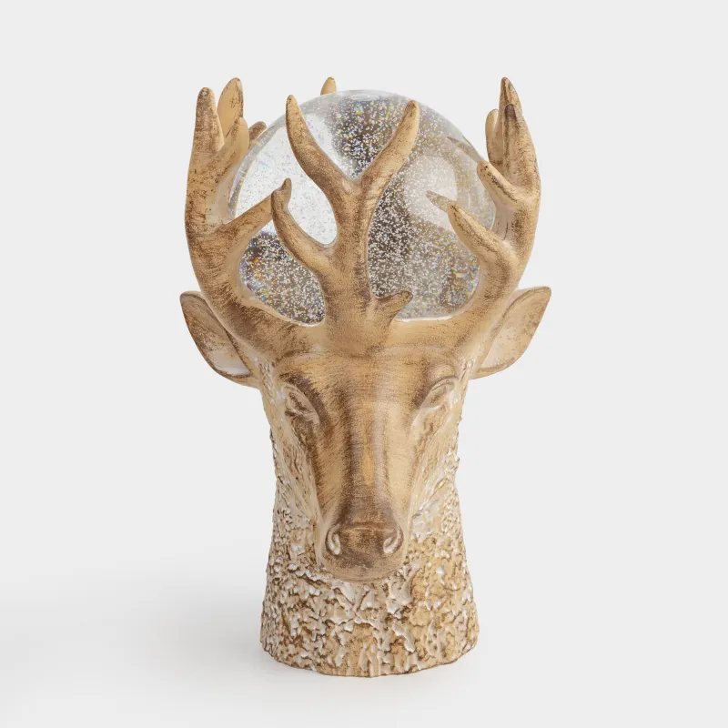 Қар шамы, 25 см, жарықтандырылған, пластик, қоңыр, Бұғы мүйізіндегі шар, Deer