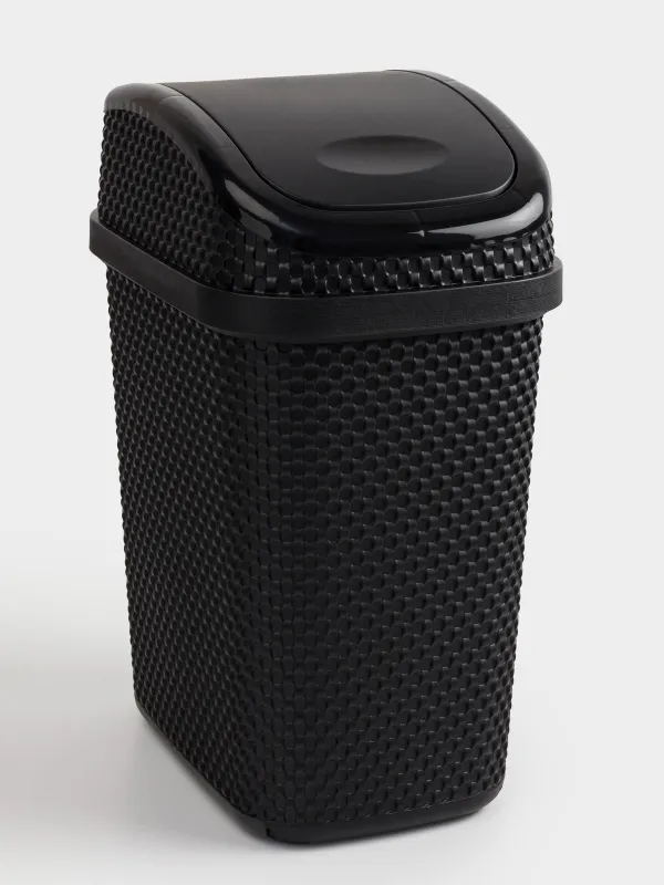 Қоқыс контейнері, 10 л, пластик, тікбұрышты, қара, Nickel, image-1