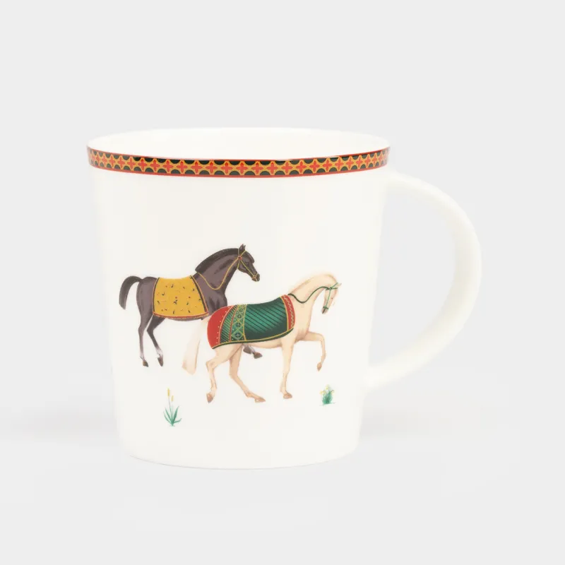 Саптыаяқ, 450 мл, фарфор F, ақ, Жылқылар, Blue wind