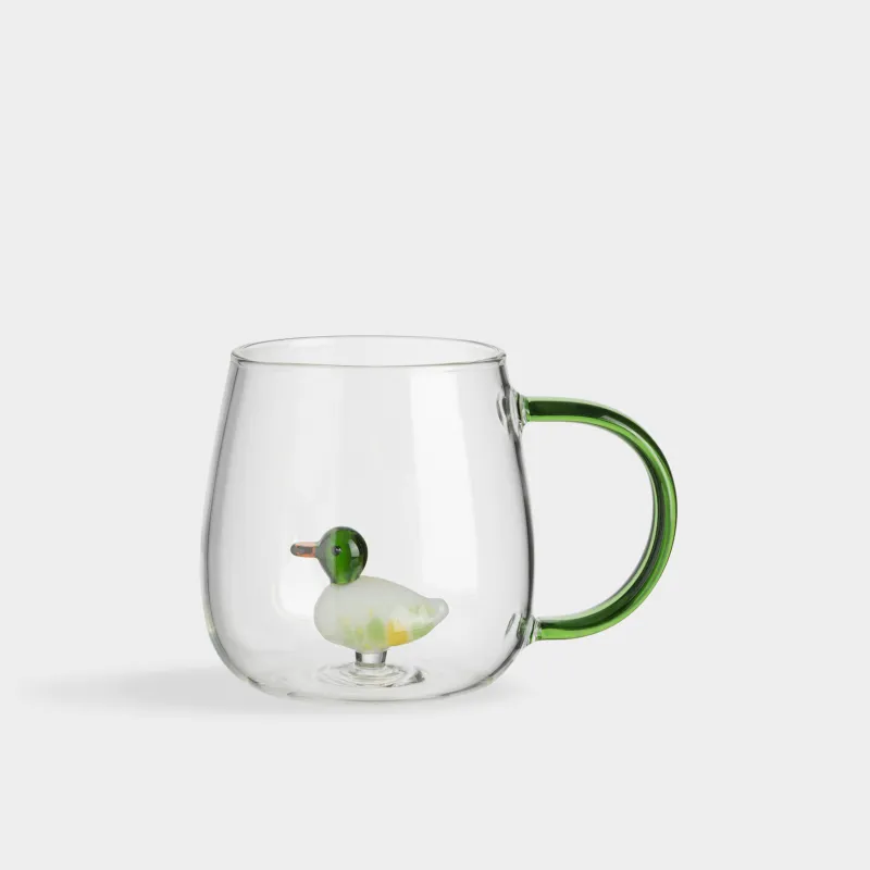 Кружка, 400 мл, шыны B, жасыл тұтқасы бар, үйрек, пішін