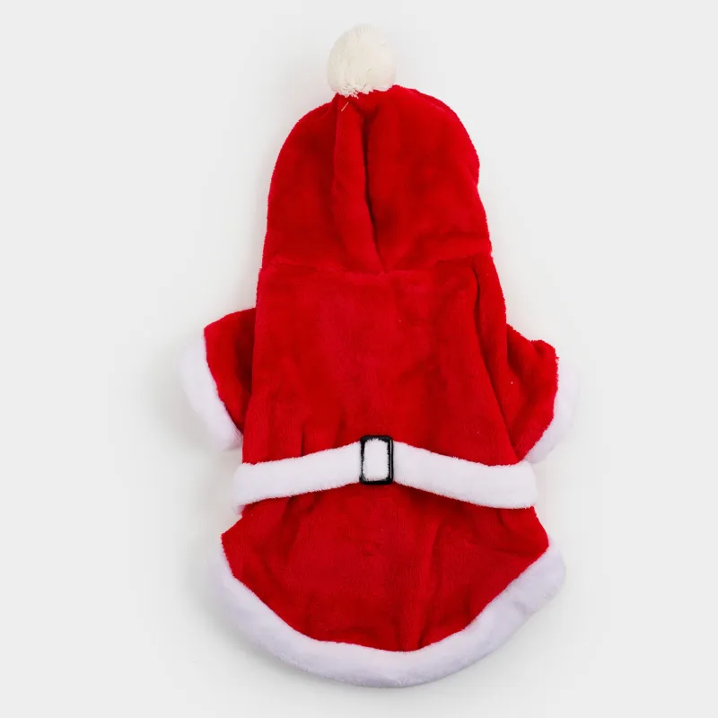 Жануарларға арналған костюм, 30 см, өлшемі S/M, карнавал, полиэстер, қызыл, Санта, Christmas pet, image-4
