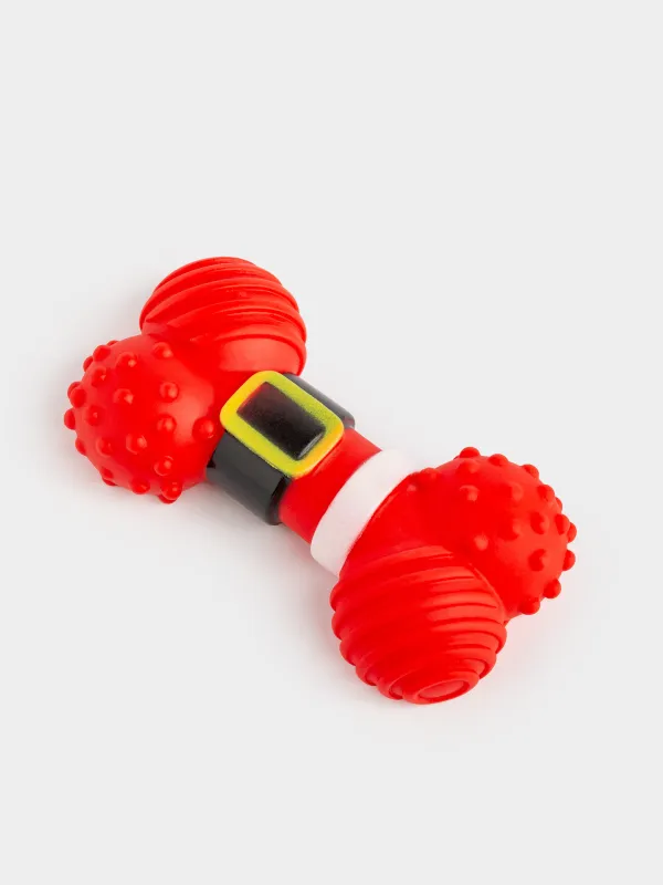 Иттерге арналған ойыншықтар жинағы, 10 см, 2 дана, сықырлағышы бар, резеңке, қызыл/жасыл, Сүйек және шырша, Christmas pet, image-1