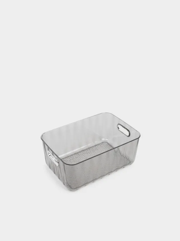 Ящик-органайзер, 30х21х13 см, с ручками, пластик, серый, Renaissance clear, image-1