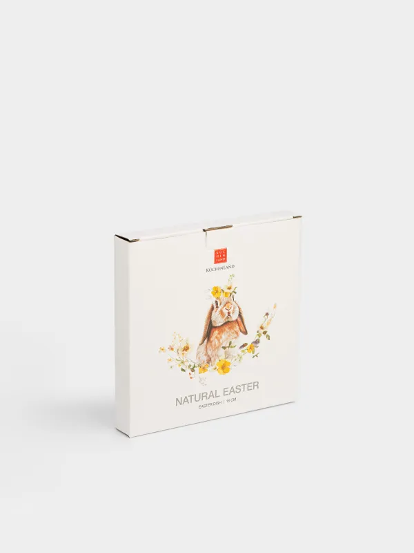 Пасха ыдысы, 18 см, 6 бөлім, керамика, ақ, Гүлдері бар қоян, Natural Easter, image-5