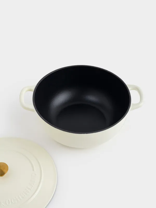 Казан, 27 см, 4,5 л, с крышкой, чугун, молочный, Light kitchen, image-3