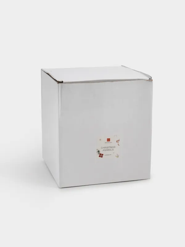 Кәмпит ыдысы, 20х20 см, 1,2 л, тұтқасы бар, керамика, сүт түстес, Себеттегі тиін және аю, Christmas animals, image-6