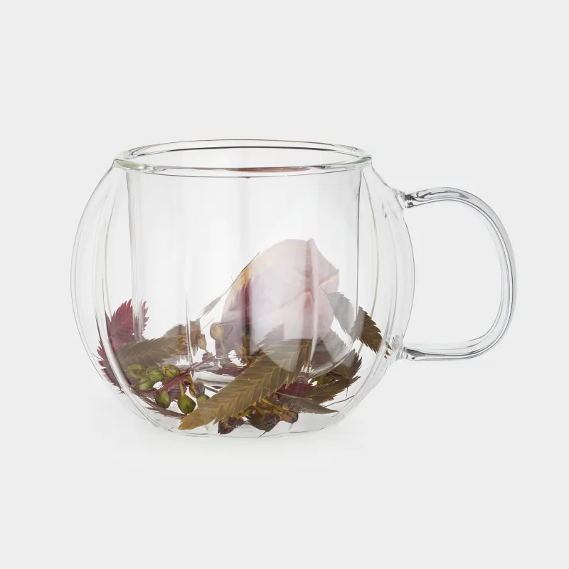 Кружка, 310 мл, стекло Б, с сухоцветами и листьями внутри, Air decor
