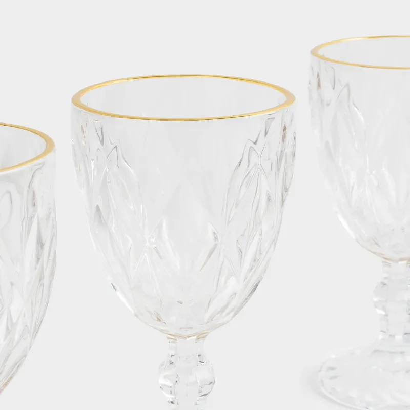 Шарап бокал-кубогы, 300 мл, 6 дана, шыны Р, алтын жиегі бар, Rhomb gold, image-8