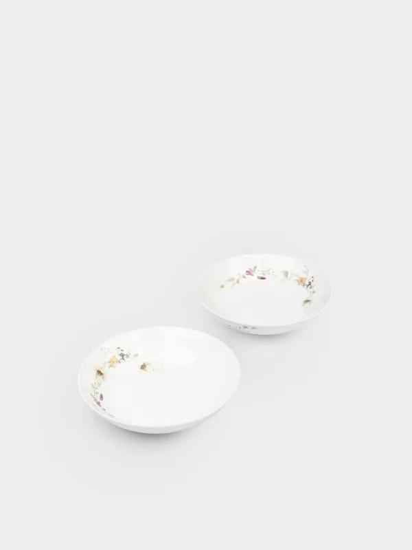 Сорпа тәрелкесі, 20х5 см, 780 мл, 2 дана, фарфор N, ақ, Сары гүлдер, Floweri, image-1