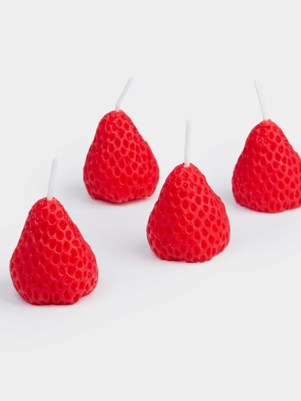 Хош иісті шам, 3х2 см, 4 дана, қызыл, Strawberry juice, Құлпынай, Fruit shape, image-2