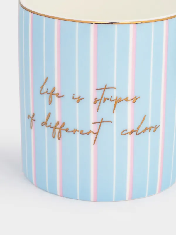 Саптыаяқ, 380 мл, 2 дана, фарфор F, ақ, алтын жиегі бар, Жолақтар, Geometry, image-4