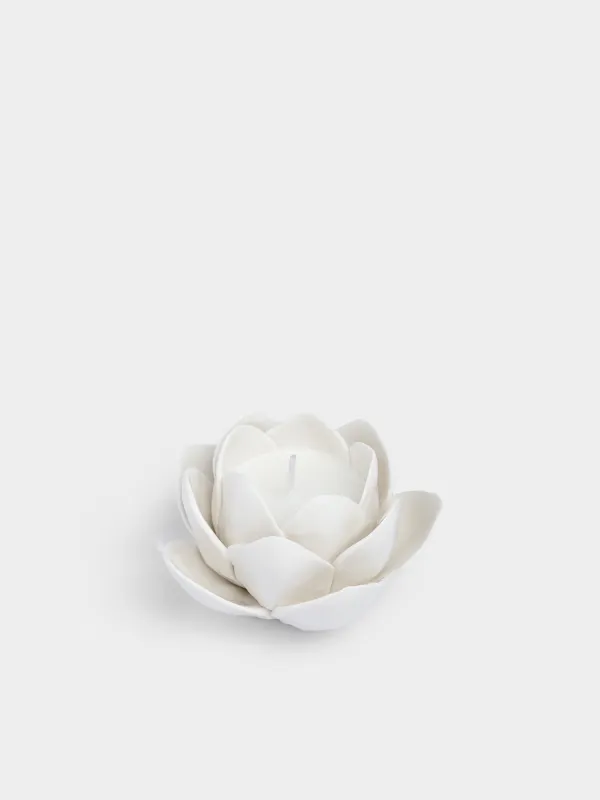 Шам ұстағыш, 10 см, жіңішке шамға арналған, фарфор P, сүт түстес, Гүл, Rose, image-1