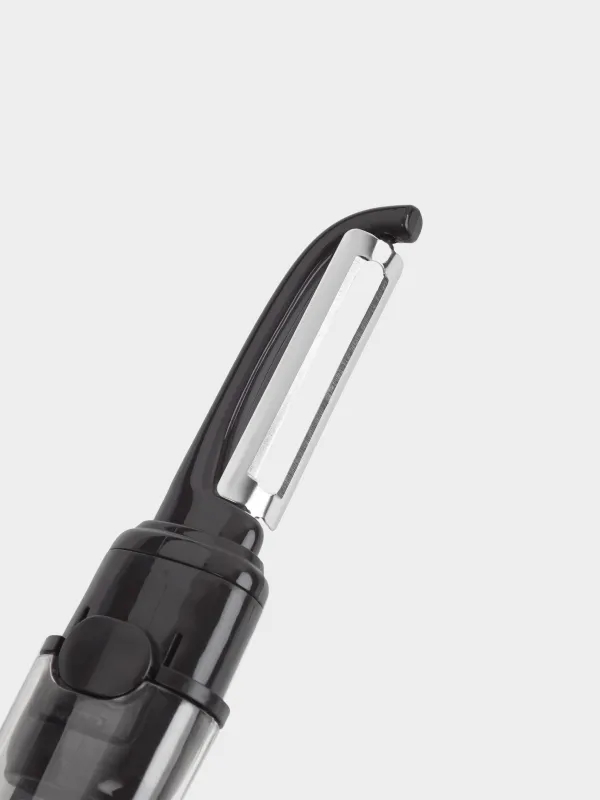 Көкөніс тазалағыш пышақ, 19 см, 2-і 1-де, қаптамада, болат/пластик, қара, Black style, image-3