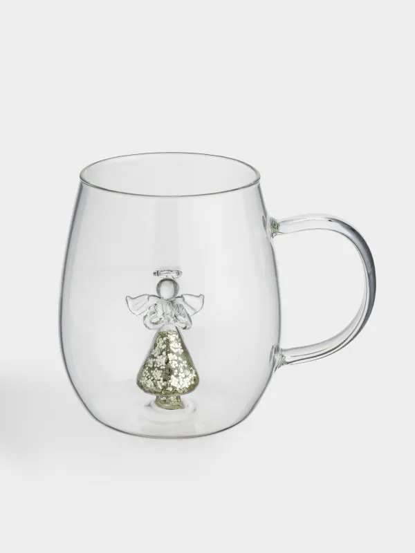 Кружка, 500 мл, стекло Б, Ангел с блестками, Shape, image-0
