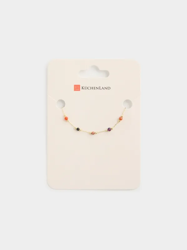 Браслет, 25 см, металл/пластик, золотистый, Бусины, Jewelry, image-3