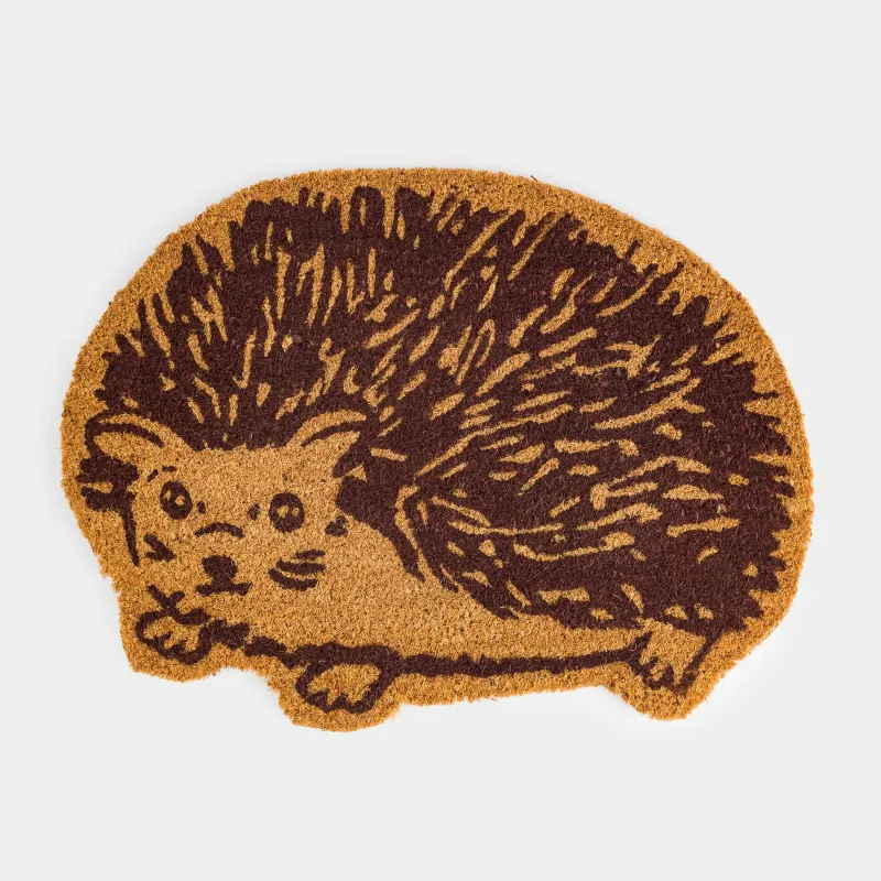 Коврик придверный, 45х60 см, кокос/ПВХ, фигурный, коричневый, Еж, Forest animals
