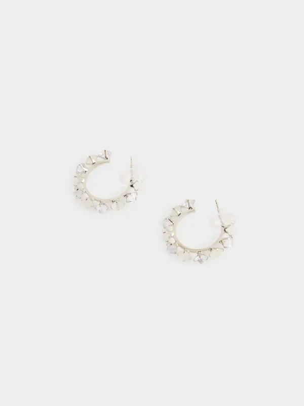 Серьги-пусеты, 3 см, 2 шт, металл/циркон/опал, серебристые, Кристаллы, Jewelry crystal, image-2