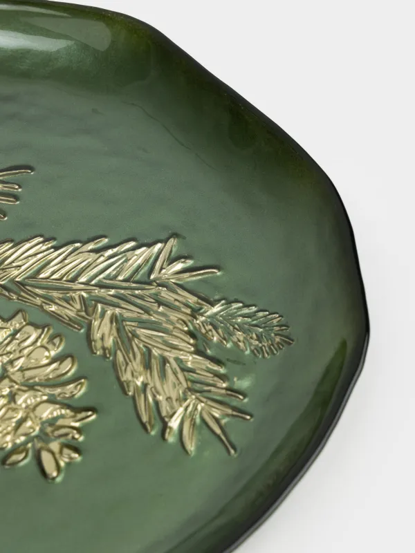 Блюдо, 21х2 см, стекло, зеленое, Еловая ветка, Brumal, image-3