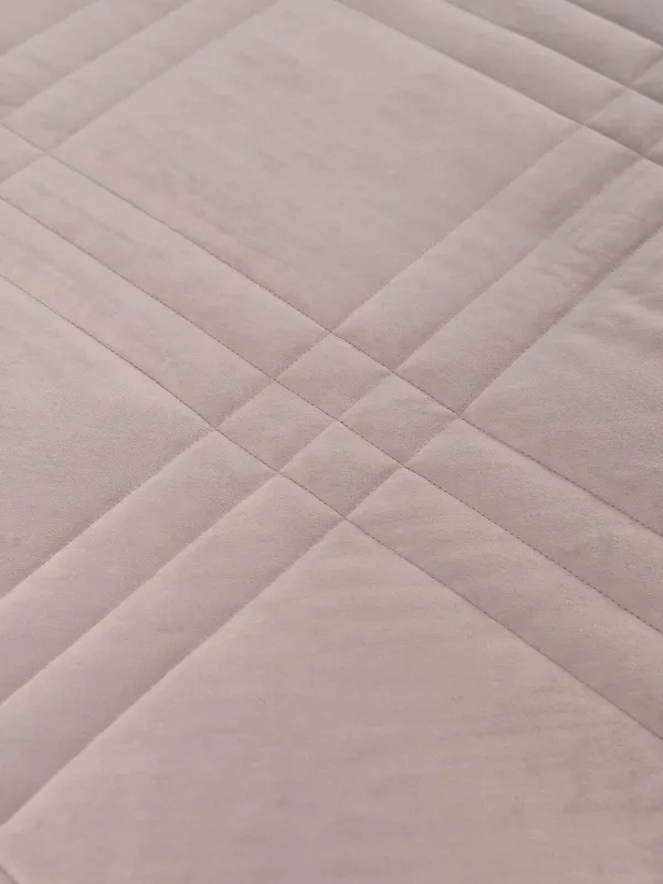 Покрывало, 220х240 см, стеганое, вельвет/микрофибра, серо-лиловое, Ромбы, Stitch velvet, image-3