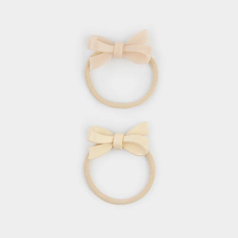 Шаш резеңкелер жинағы, 6 см, 2 дана, балаларға арналған, акрил/полиэстер, қызғылт/сүт, Бант, Gracile