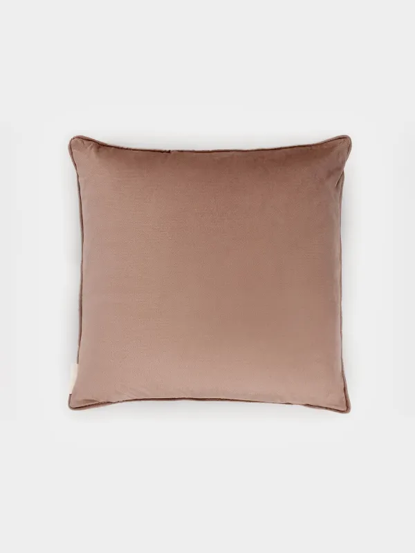 Сәндік жастық, 45х45 см, шенилл/барқыт, сұр-сарғылт-қоңыр, инелік, Dragonfly, image-1