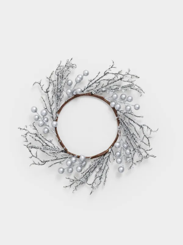 Сәндік гүл шоғы, 14/30 см, пластик/пенопласт, Күміс кристалдар, Crystal decor, image-0