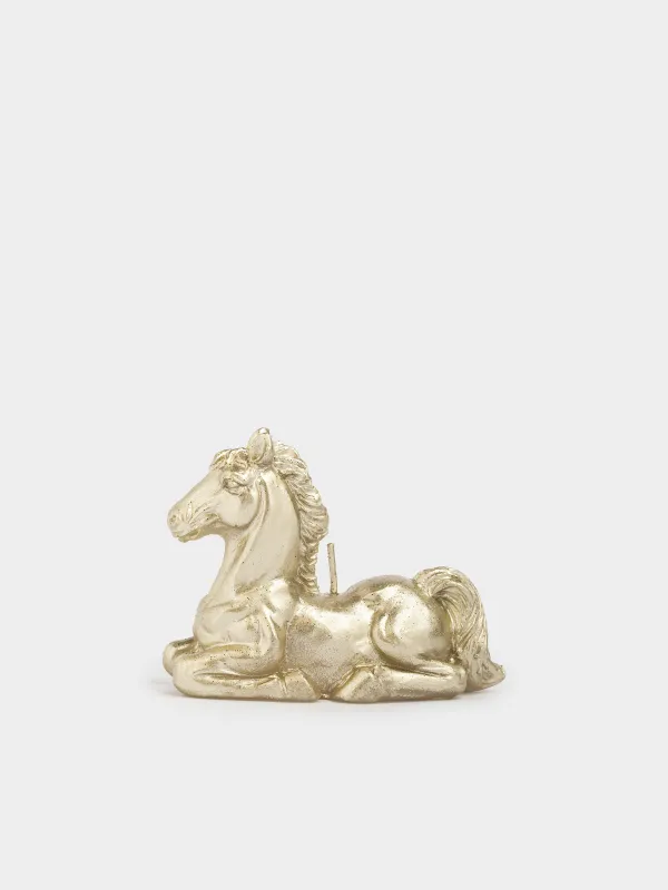 Свеча, 9x7 см, с блестками, Лошадь, Horse gold, image-0