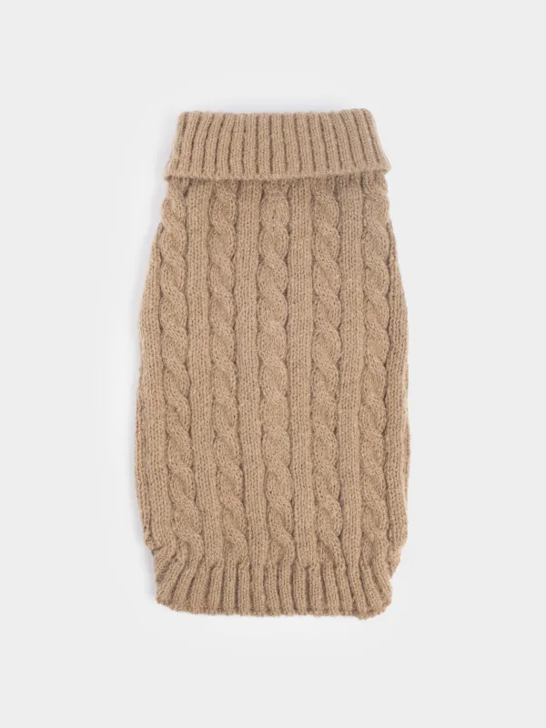 Жануарлар свитері, 38 см, өлшемі М, полиэстер, қоңыр, Өрімдер, Fashion pet, image-0