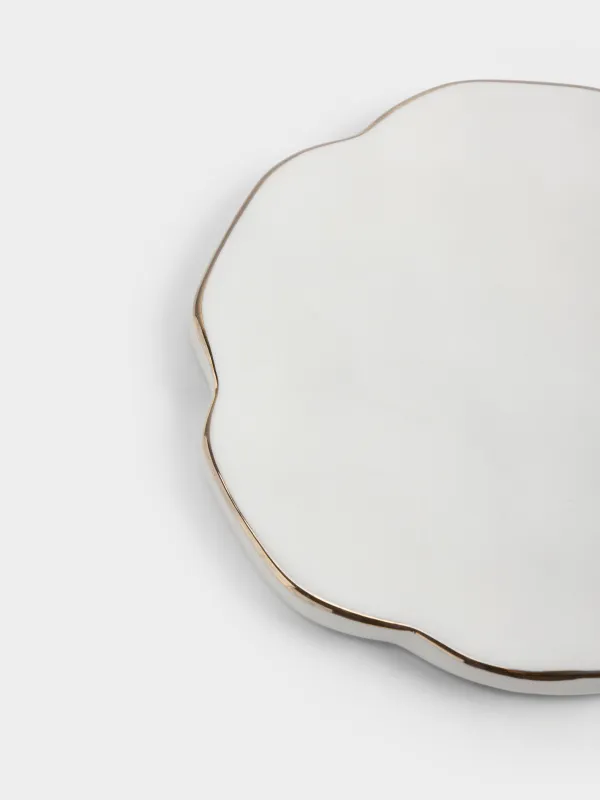 Подставка под кружку, с золотистым кантом, керамика D/пробка, Crumple, image-1