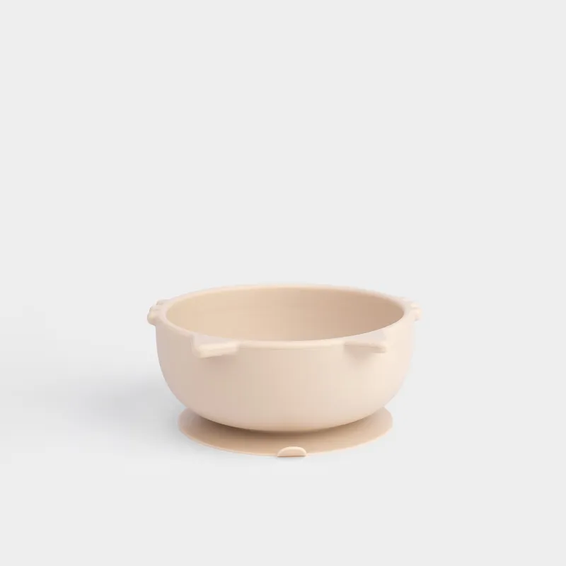 Тарелка суповая, детская, 10х10 см, 330 мл, на присоске, силикон, бежевая, Котик, Kiddy