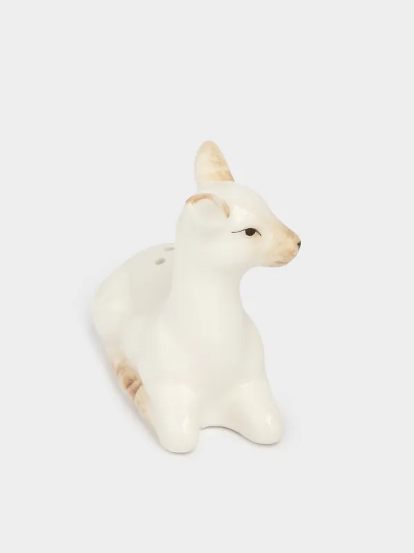 Тұз немесе бұрышқа арналған ыдыс, 7 см, керамика, ақ және сарғылт-қоңыр, Бұғышақ, Fawn, image-2