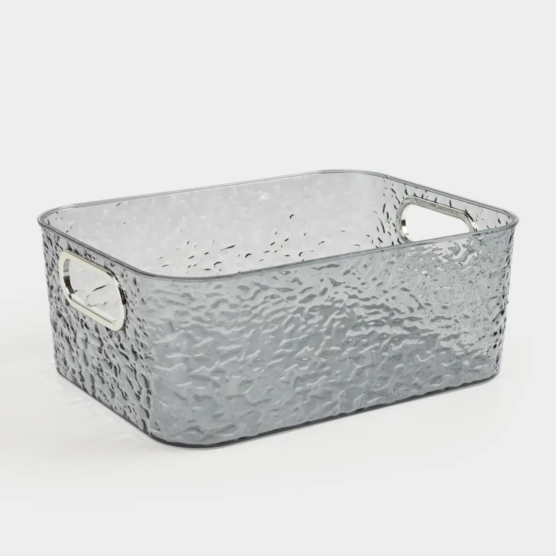 Ящик-органайзер, 27х21х10 см, хозяйственный, с ручками, пластик, серый, Renaissance clear, image-1