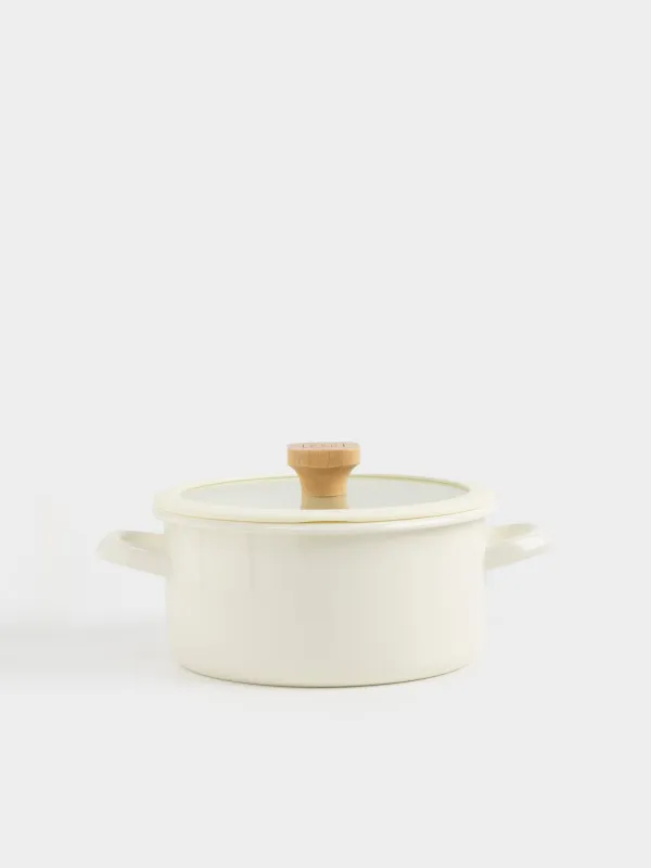 Кастрюля, 20 см, с крышкой, Enamel wood, image-0