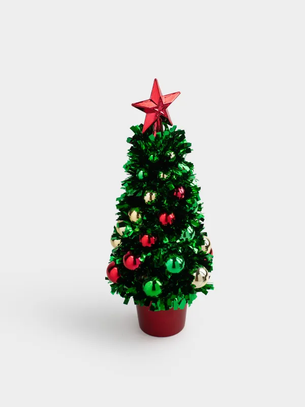 Жасанды шырша, 29 см, шырша жылтырағы/пластик, жасыл, Шарлары бар шырша, Tinsel christmas, image-3