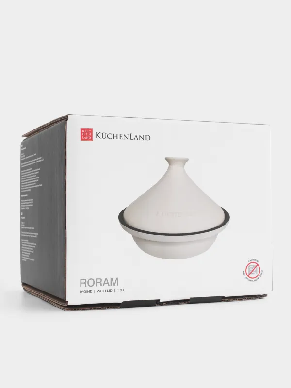 Тажин, 25 см, 1,3 л, с крышкой, чугун/керамика, молочный, Light kitchen, image-4